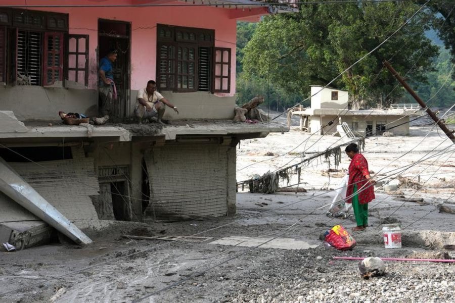 RESIDENTES AFECTADOS. Una zona da&ntilde;ada por la avalancha de lodo, en Devighat, Nuwakot, Nepal.