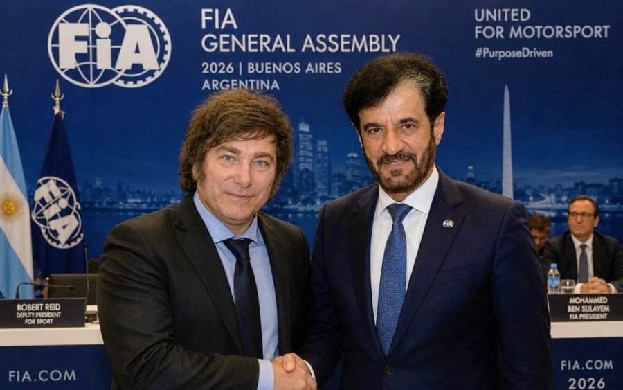 Javier Milei y Mohammed Ben Sulayem en el Congreso de la FIA.