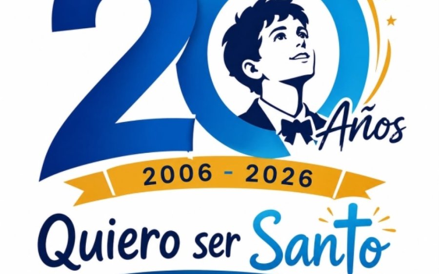 Logo del vig&eacute;simo aniversario de QuieroserSanto.com