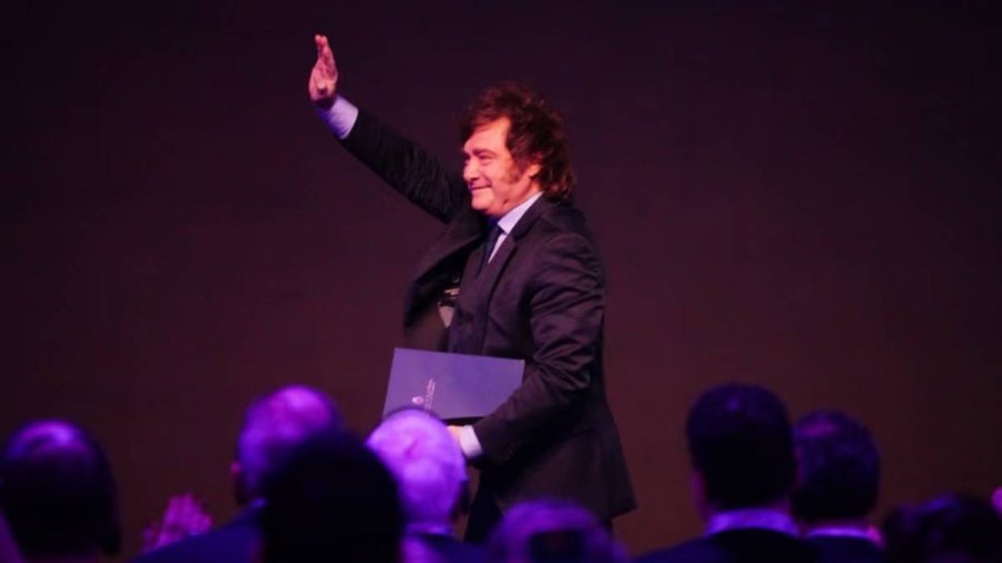 ARMADO POLITICO. El presidente Javier Milei en el evento de la Fundaci&oacute;n Libertad y Progreso.