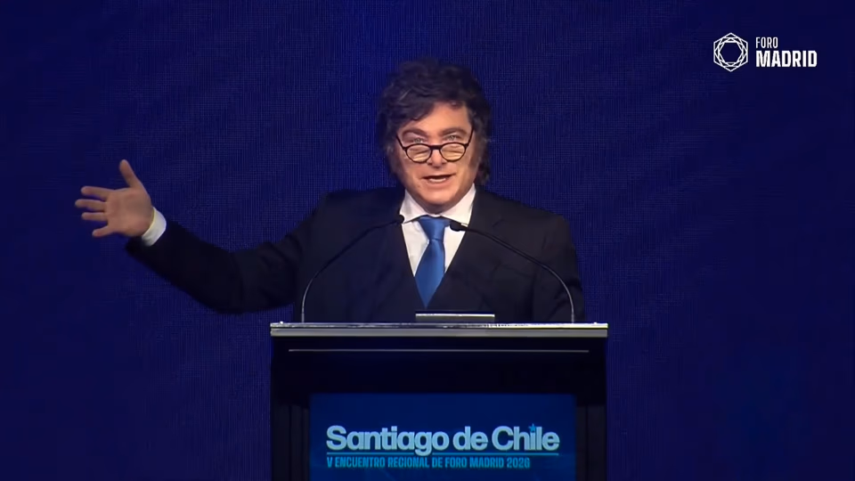 El presidente Javier Milei en el Foro de Madrid.