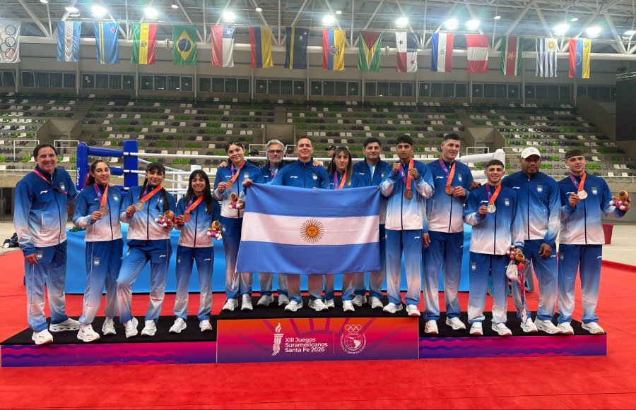 El equipo de boxeo de la Argentina que consigui&oacute; 9 medallas en Rafaela.