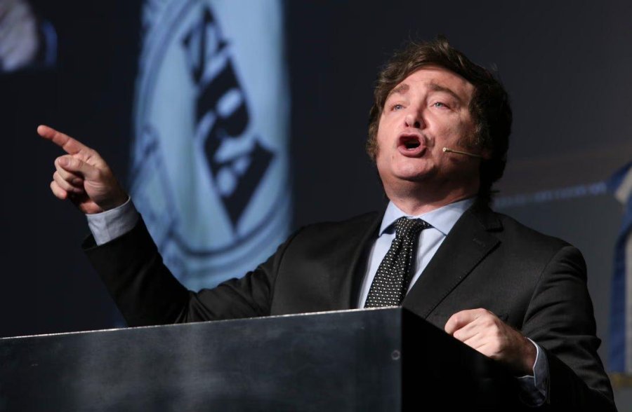 BALANCE. Milei tambi&eacute;n hizo menci&oacute;n a su gestion presidencial en la exposici&oacute;n que realiz&oacute; en Nueva York.