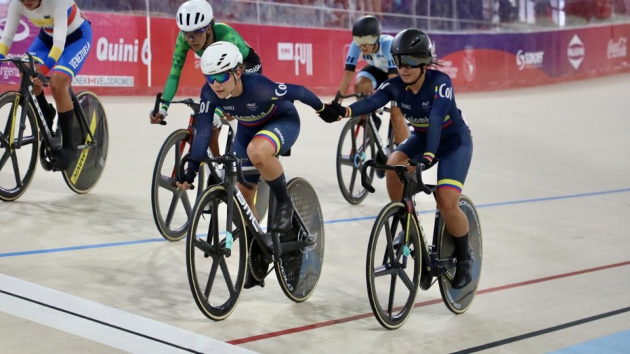Elizabeth Casta&ntilde;o y Lina Hern&aacute;ndez ganaron la medalla dorada en la Madison Femenina para Colombia.